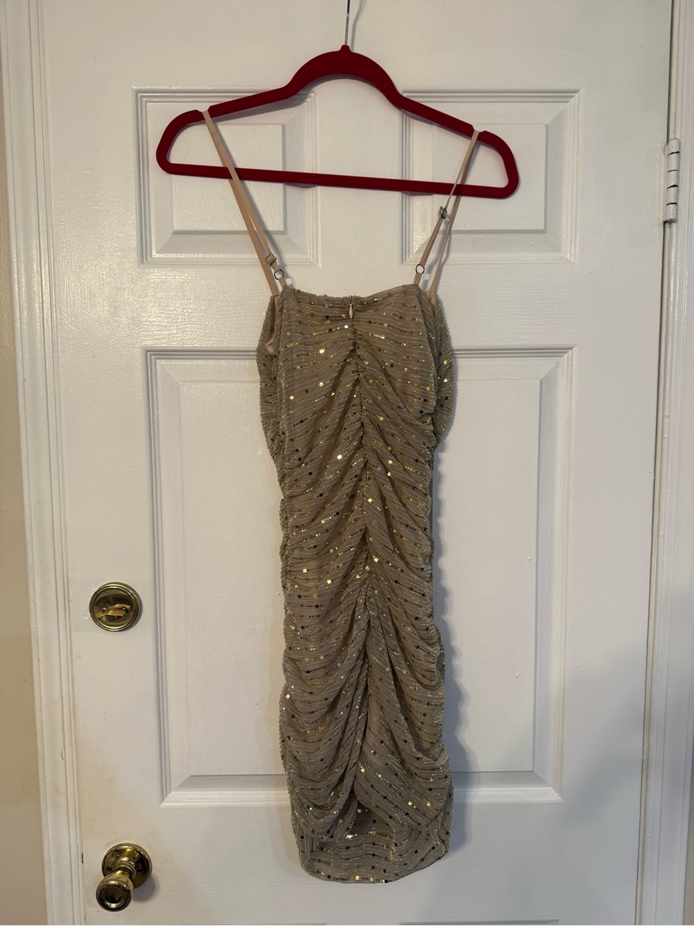 superdown Revolve Gold Sequin Ruched Mini Dress - Picture 4 of 6